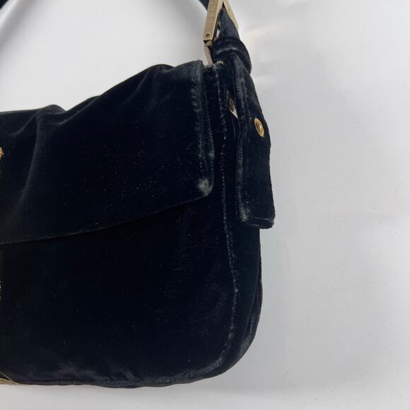 Fendi Black Velvet Gold Tassel Baguette - Picture 10 of 14